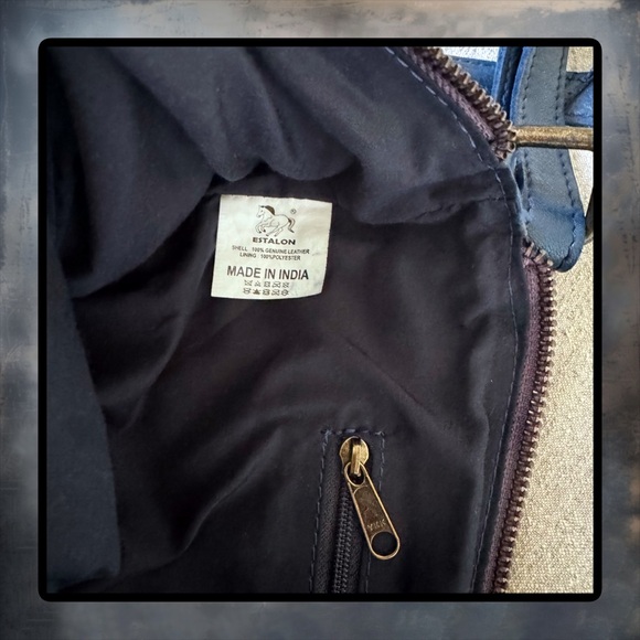 ESTALON Teal Blue Green Slightly Distressed Leather Crossbody Bag - Picture 6 of 6